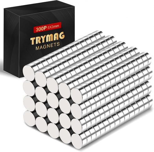 TRYMAG Small Refrigerator Magnets, 300Pcs Tiny Neodymium Magnets, Multi-Use Round Rare Earth Magnets for Office and