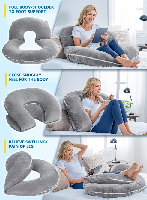 45in) INSEN Reading Pillow, Back Pillow for Sitting in Bed for Reading, Nurse & Relax, Reading Pillow for Adults, Moms