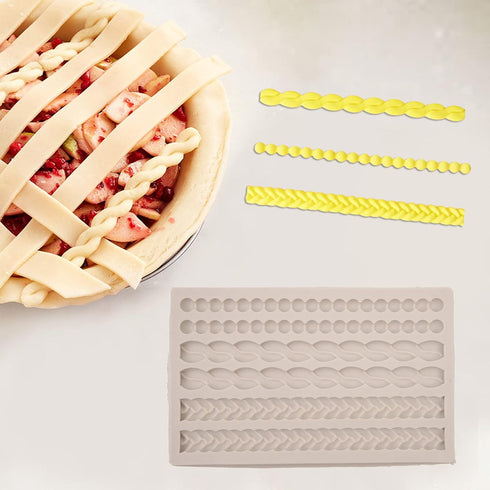 Pearl Fondant Molds, 3 Pack Silicone Pie Decoration Crust Mould for Cake, Chocolate, Cupcake, SugarCraft
