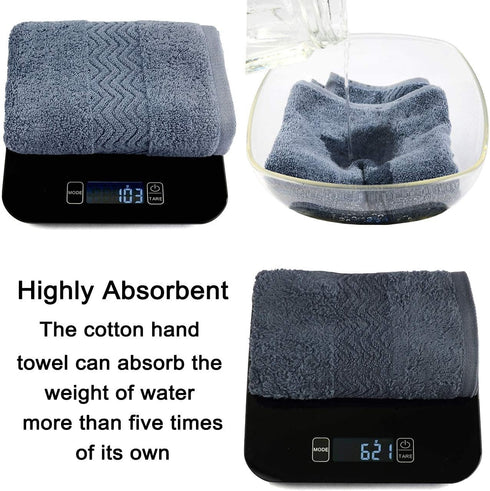 Cleanbear 100% Cotton Hand Towels, Highly Absorbent, Set of 2, Blue-Grey, 13 x 28 Inches