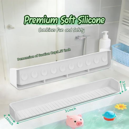 TYASDBA 11 Splash Guard for Bathtub Kids - Silicone Bathtub Splash Guard with Suction Cups, Bath Tub Play Shelf
