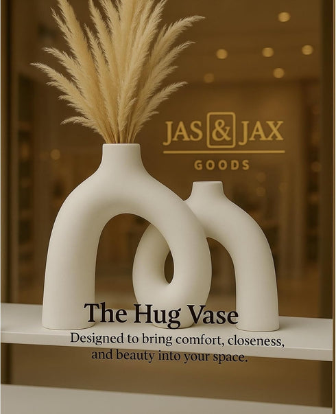 Jas & Jax Goods Set Cream White Decorative Vase - Modern Hug Donut Ceramic Vases by , Minimalist Boho Style Centerpiece