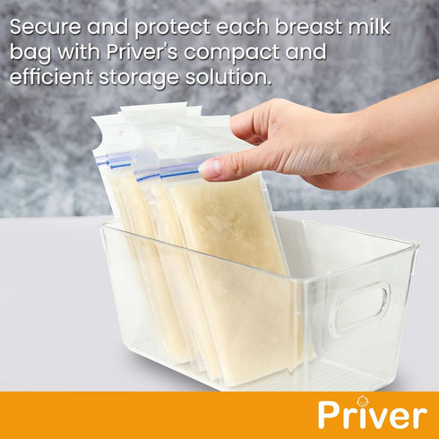 2 pack 5.2 9.3" 4.2" Priver - Breast Milk Freezer Storage Containers, - Breastfeeding Essential in Organization
