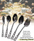 Stapava Serving Utensils Set Black, 5PCS Stainless Steel Flatware Serving Set with Large Serving Spoon Slotted Serving Spoon Serving Fork Sugar Spoon Butter Knife for Dinner Party, Dishwasher Safe by Stapava