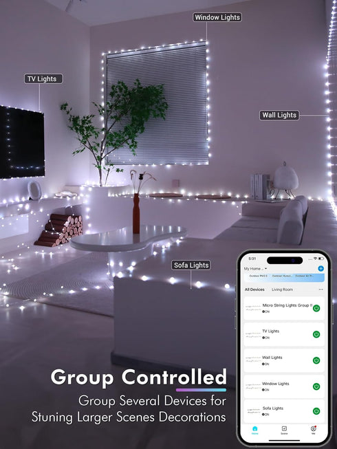 Brizled Smart Christmas Fairy Lights - 66FT 200 LED RGB Color Changing String Lights, WiFi App Controlled
