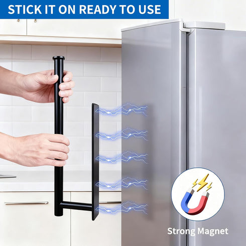 Magnetic Paper Towel Holder - No Drill, Black Paper Towel Roll Holder Magnet Towel Rack Wall Mount Fridge Organizer