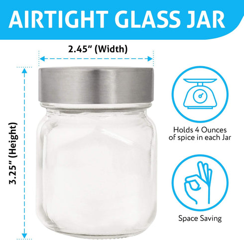 15-Pack, 4 Oz, 60 IMPRESA Clear Glass Magnetic Spice Jars - Labels - Magnet Spice Jars for Refrigerator with Magnet