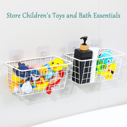 VEGEVIGI 2 Pack Metal Bath Toy Holder, Hanging Bathtub Toy Storage, Wall Mounted Bath Tub Baby Toys Organizer, Iron