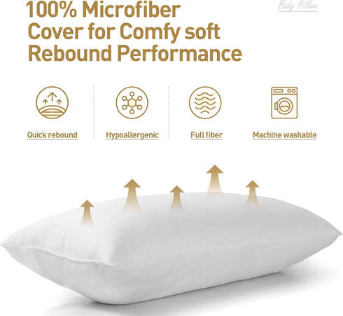20 72, Acanva Fluffy Bed Sleeping Side Sleeper Body Pillow Insert, Extra-Long x White