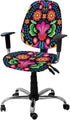 Colorful Floral Mexican Pattern Office Chair Cover, Stretchable Slipcover for Computer Chair Backrest, Mexico Ethnic