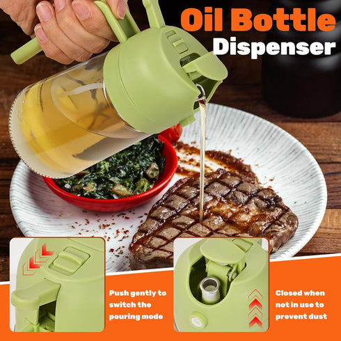 CJT 2 Pack 2 1 Sprayer,16.5OZ/470ML Nozzle Oil Dispenser Bottle for Kitchen, in Olive Oil Glass Oil Spray Bottle