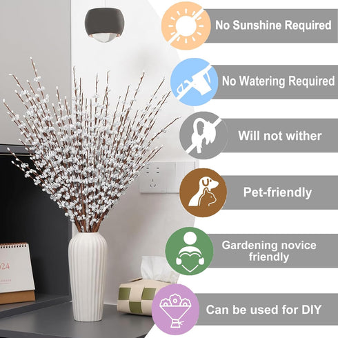 5pcs 29.5" Faux Jasmine Artificial Flowers - Tall White Floral Branches for Home Wedding Decoration