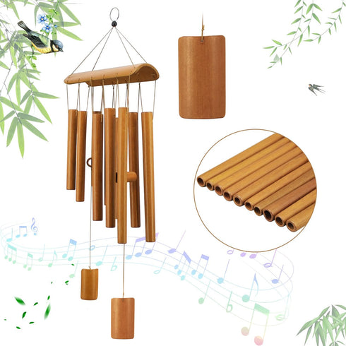 Windchimes Outdoors, Memorial Wind Chimes, Bamboo Wind Chimes for Outside, Deep Tone for Patio Garden Decor