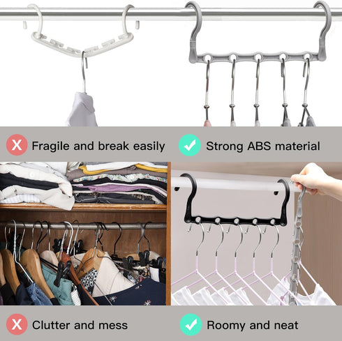 Closet Organizers and Storage, 8 Pack Stronger Space Saving Hangers with 5 Holes for Heavy Clothes, Magic Home