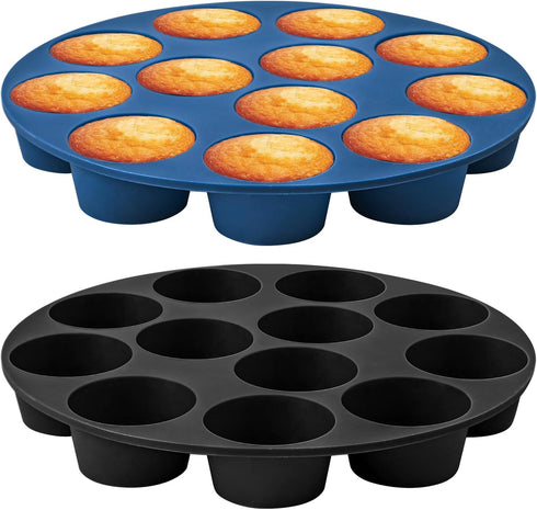Webake Silicone Air Fryer Muffin Pan, Nonstick 1.8 Inch Mini Muffin Tin, Set of 2, 12-Cavity