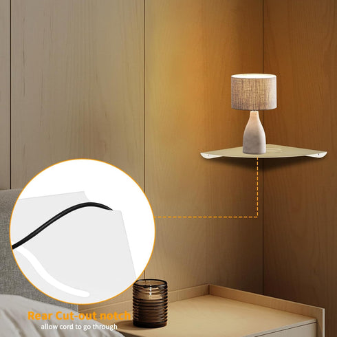 1Pack 6 Corner Shelf Wall Mount, Floating Corner Shelves,Corner withs Wire Hole for TV, Cable Box,Corner Wall Shelf