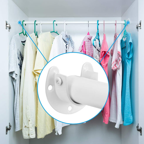 Canomo 4 Packs Heavy Duty Stainless Steel Closet Rod End Supports, U-Shaped Flange Rod Holder with Screws, White