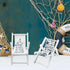Meching 4 PCS Beach Miniature Furniture Decoration, Mini Wooden Folding Beach Chair Sunbath Chair Longue Deck
