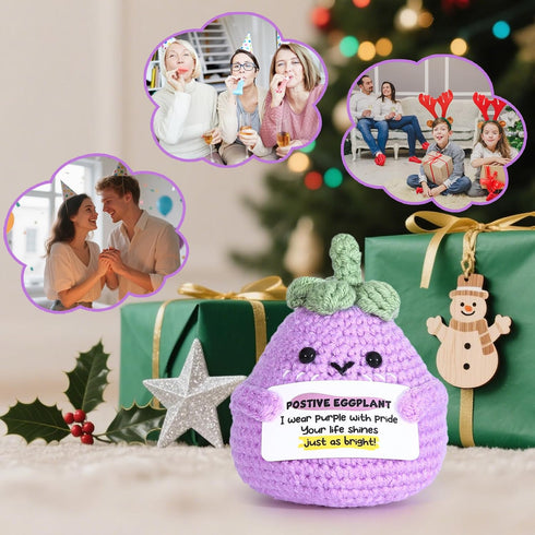 LOCOODAY Emotional Support Purple Eggplant,Positive Crochet Eggplant Inspirational,Positive Birthday Gifts for Women