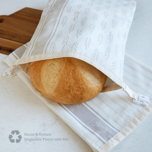 Reusable Bread Bags for Homemade Bread (2 Pack) - Cotton Beeswax Bags for Sourdough Bread Storage