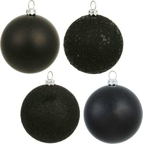 Vickerman 2.75" Black 4-Finish Ball Ornament Assortment - 20 per Box - Perfect Christmas Ornaments
