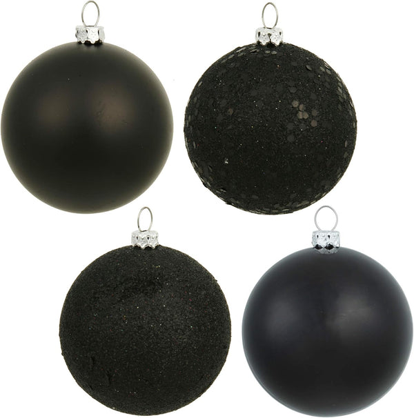 Vickerman 2.75" Black 4-Finish Ball Ornament Assortment - 20 per Box - Perfect Christmas Ornaments