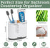 Toothbrush and Toothpaste Holder with Bamboo Divider for Bathroom Countertop Organizer, 2 Slots for Family (White)