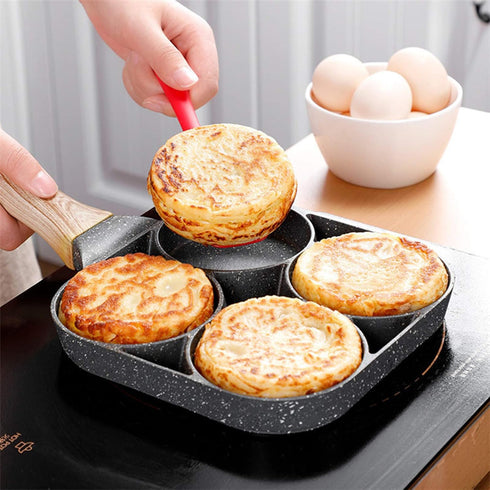 yarlung 4-Cup Fried Egg Frying Pan with Brush, Non-stick Poached Egg Skillet for Burger, Omelet, Camping