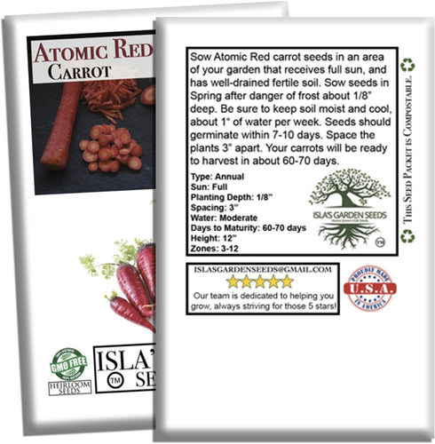 250+ Atomic Red Carrot Seeds (Daucus carota) Non-GMO Heirloom Seeds, Vibrant Red Roots Rich in Lycopene, by Islas
