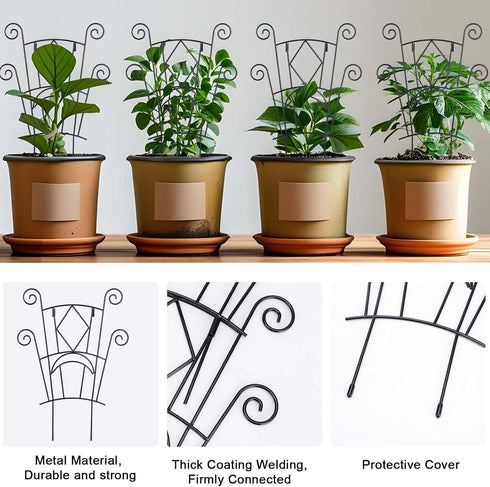 4 Pack Yhtpouqe Stackable Metal Plant Trellis for Climbing Plants Outdoor/Indoor - Sturdy Garden Trellis for Potted