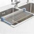 Over The Sink Dish Drying Rack - Roll Up Stainless Steel Kitchen Dish Rack, Foldable Dish Drainer, Gray