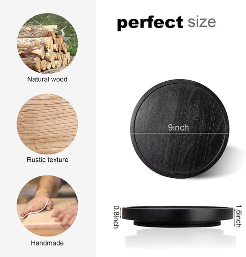 9" Wood Lazy Susan Organizer, Round Turntable for Kitchen Cabinet, Bathroom Decor, Black Decorative Tray for Vanity