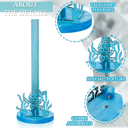 Remerry Turtle Paper Towel Holder Blue Room Decor Wooden Sea Turtle Seaweed Paper Towel Roll Holder Gift Underwater