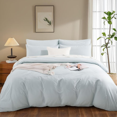 Set 100% 2 Set NEXHOME PRO Duvet Cover Twin Size Linen Look Textured Organic Natural Washed Cotton Duvet Cover Pieces
