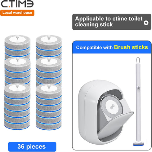 36 CTIME - Replacement Toilet Brush Heads, Suitable for Bathrooms and Toilets