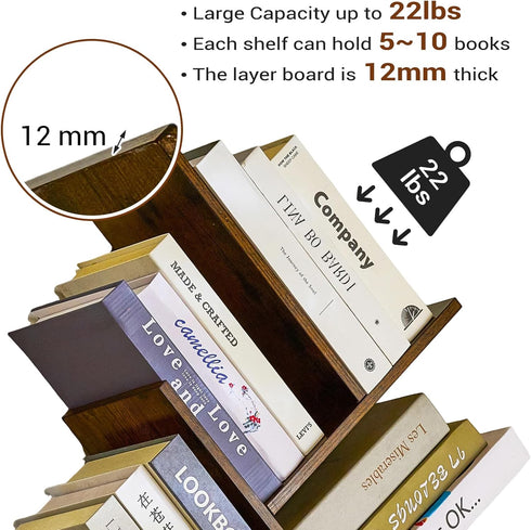 3-Tier Tree Book Shelves for Wall, Small Wall Mounted Shelves, Unique Hanging Bookshelf Storage Rack, Floating