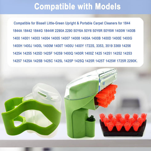 1400B Little Green Tough Stain Brush Tool for Bissell Carpet Cleaners, Green Replacement Brush and Hose Tools
