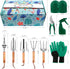 YAUNGEL Heavy Duty Gardening Tools Set, Stainless Steel Hand Tools with Wooden Handle, Storage Tote Bag, Gardening