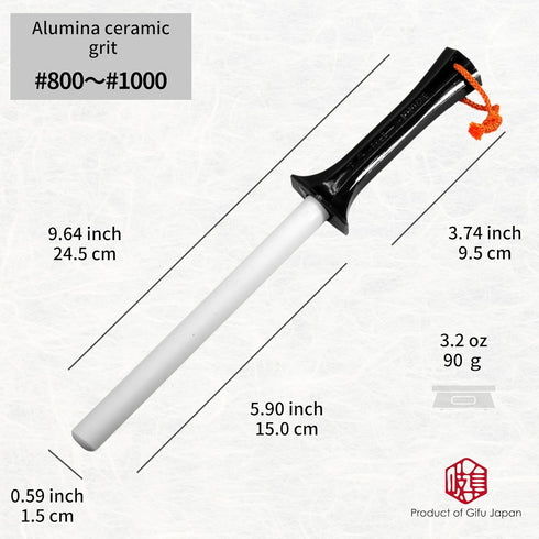 Seki Japan Chef Knife Sharpening Rod, 6 Inch Durable Ceramic Honing Steel Sharpener