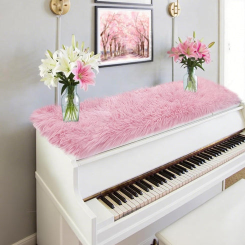 12x36 inch, Pink Table Runner Soft Fluffy Faux Fur Dresser Scarf for Bedroom, Coffee Table, Small Nightstand Cover