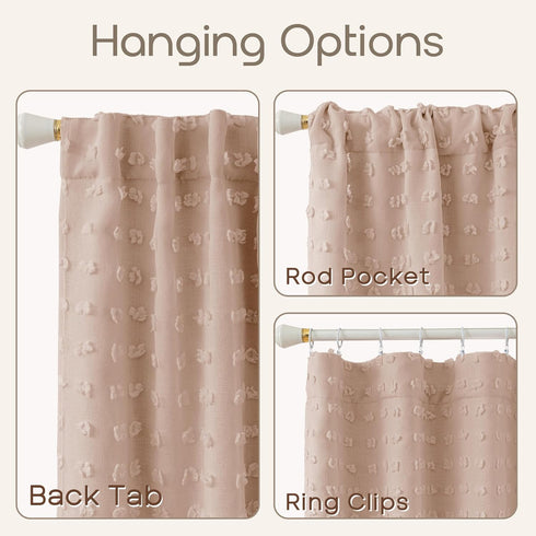 2 84 Inches Neutral Peach Blush Pink Curtains for Baby Nursery Girl,Blackout Tufted Floral Embroidered Sheer Boho Nude