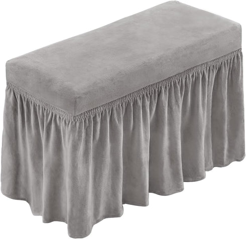 NICEEC Spandex Stretch Piano Bench Cover with Skirt Removable Ottoman Cover Rectangular