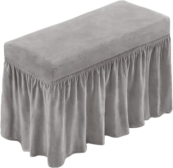 NICEEC Spandex Stretch Piano Bench Cover with Skirt Removable Ottoman Cover Rectangular
