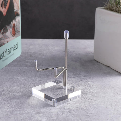 Sibba Adjustable Plate Stands for Display, Metal Arms, Clear Acrylic Base, Small Holder for Photos, Books, Home Décor
