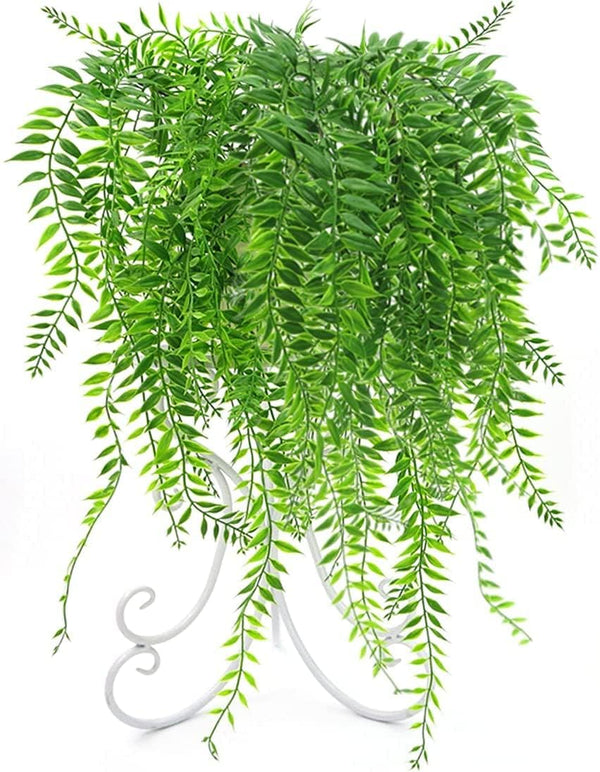 Artificial Hanging Vine - Weeping Willow Plastic Plants, Faux Ivy Garland for Indoor Outdoor Decor (4 Pcs)
