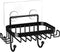 ODesign Soap Dish Holder with 6 Hooks for Loofah Bath Sponge Towel Razor, Adhesive Wall Mounted No Drilling - Black - 1