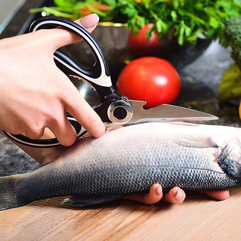 FYSHFLYER Kitchen Shears Multi Purpose Strong Stainless Steel Kitchen Utility Scissors with Cover Poulry,Fish, Meat