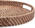 13.8"x2") Round Rattan Woven Serving Tray with Handles Ottoman Tray for Breakfast, Drinks, Snacks for Coffee Table
