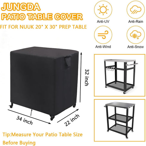 20" 30" 34 22 32 Inch Outdoor Prep Cart Cover for Nuuk x Pizza Oven Table,Patio Grill Table Covers for Movable Dining