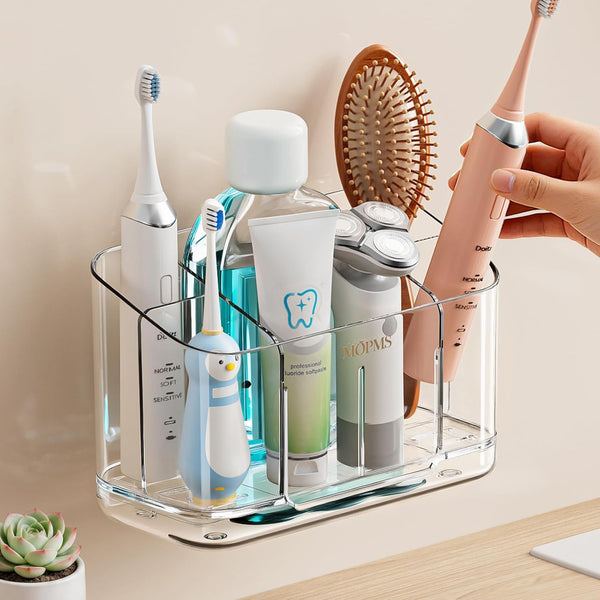 Toothbrush Holders for Bathroom Countertop Organizer, 5 Slots Large Capacity Electric Toothbrush